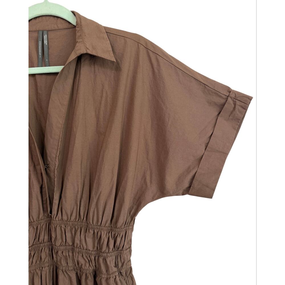 Anthropologie Somerset Maxi Shirt Dress Mocha Brown Small Cotton - Picture 7 of 11